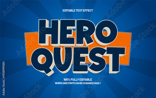 Hero Quest Editable Text Effect - Arcade Gaming Typography Style for Game Title Design