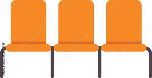 Orange chairs providing public seating in a flat icon design