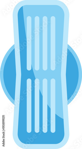 Blue stylized sanitary pad icon for feminine hygiene and menstruation concepts