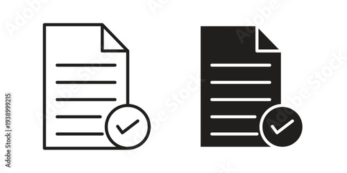 Document accept icon - editable stroke vector illustration eps10.