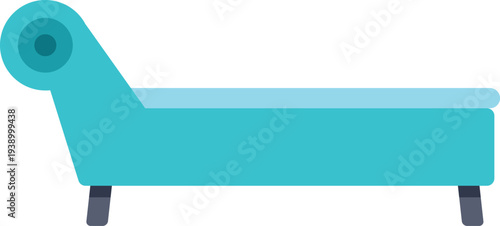 Minimalist blue chaise longue icon in flat design style for furniture concepts