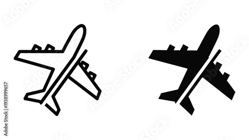 Airplane Icons Travel Aviation Commerce