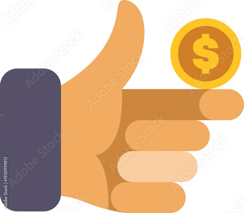 Hand holding a golden dollar coin, representing choice and financial risk