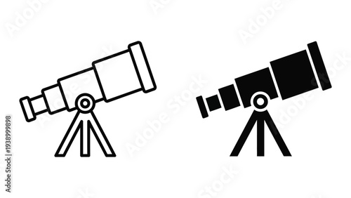 Telescope Icon Set Scientific Discovery