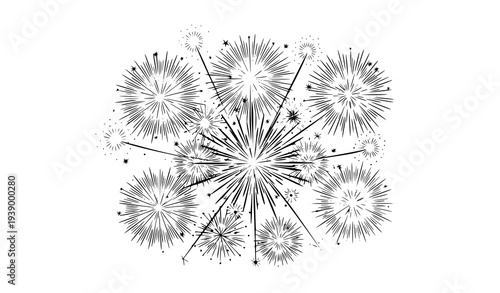 Colorful Fireworks Explosion Burst Vector Illustration for New Year Celebration Festival Event