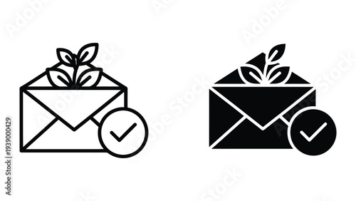 Envelope Leaf Checkmark Approval Commercial