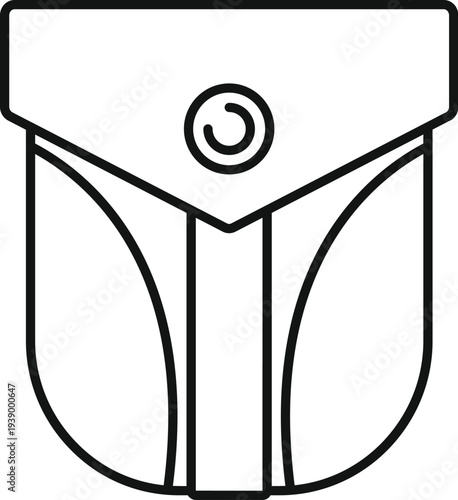 Line art vector illustrating classic apparel patch pocket design