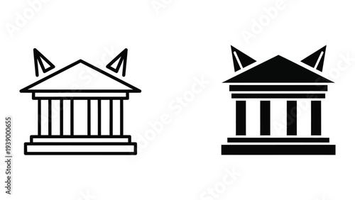 Bank Building Icon Finance Symbol Commercial