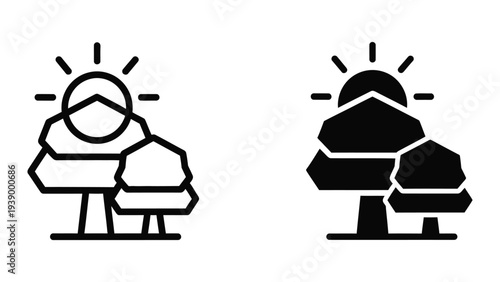 Solar Energy Tree Icon Business Growth