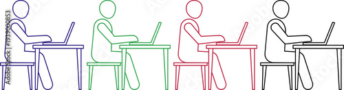 Person sitting at desk working on laptop computer symbol for remote work or office productivity