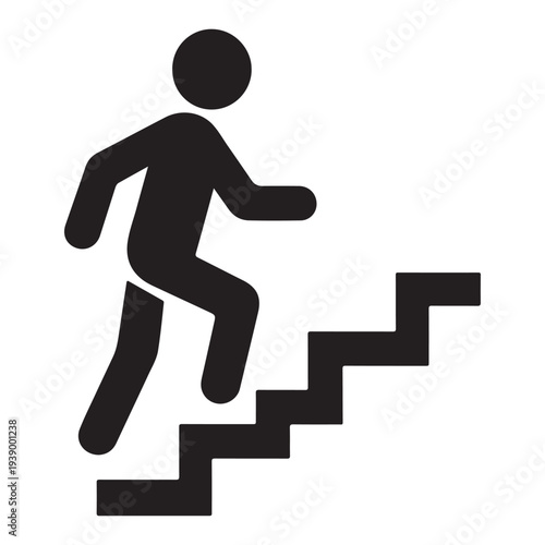 Walking up the stairs or staircase icon vector silhouette  