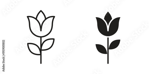 Flower tulip icon - editable stroke vector illustration eps10.