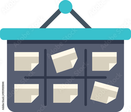 Project management board displaying tasks using sticky notes for agile workflow