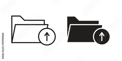 Folder upload icon - editable stroke vector illustration eps10.