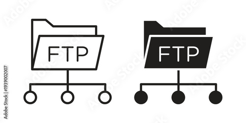 FTP icon - editable stroke vector illustration eps10.
