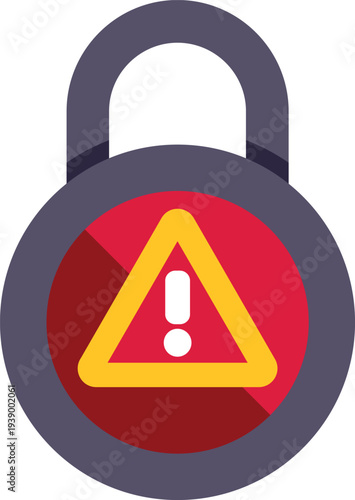 Padlock icon displaying a warning symbol, representing compromised digital security and data breach