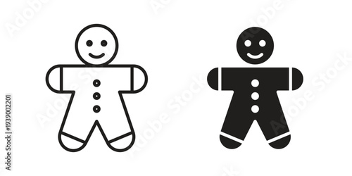 Gingerbread man icon - editable stroke vector illustration eps10.