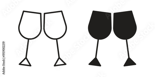 Glass-cheers icon - editable stroke vector illustration eps10.