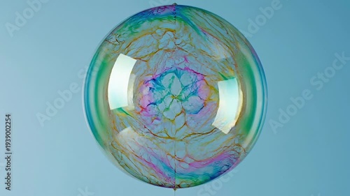 Acoustic Physics Concept Giant Soap Bubble Surface Distorted by Visible Sound Frequencies Loop