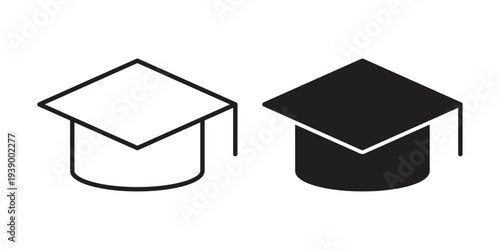 Graduation cap icon - editable stroke vector illustration eps10.