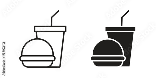 Hamburger soda icon - editable stroke vector illustration eps10.