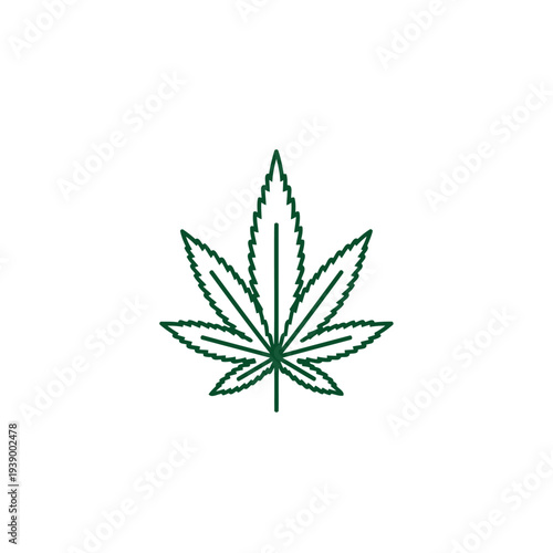 Silhouette of Pot Cannabis marijuana hemp leaf for CBD THC logo design.