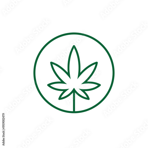 Green Cannabis Leaf Logo Icon, Marijuana, Hemp and CBD Symbol for Wellness and Medical Branding.