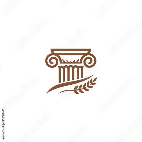 Classical Column Logo With Laurel Emblem Representing Law, Heritage, Education, and Tradition.