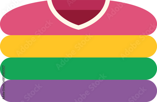 Stacked colorful apparel and garments representing laundry and organization