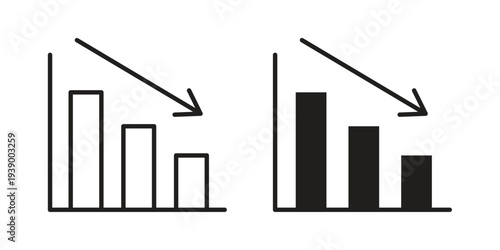 Loss Chart Icon - editable stroke vector illustration eps10.
