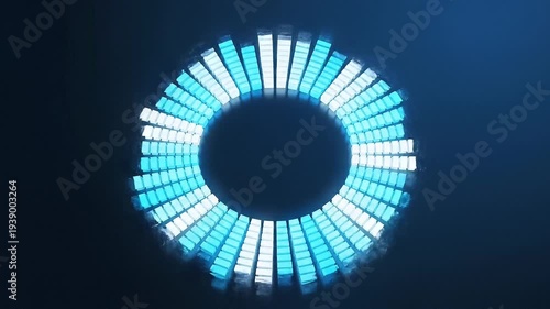 Corporate Tech Audio Glowing Circular 3D Equalizer Bars Reacting to Sound Beat Loop