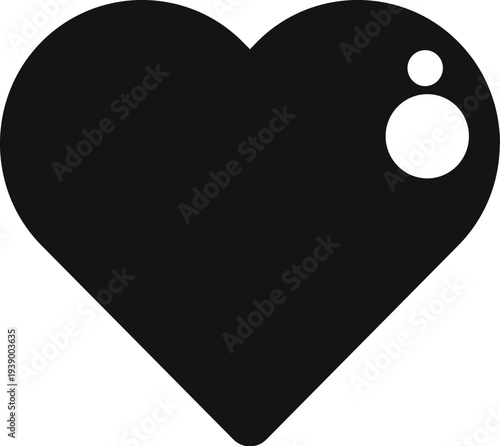 Black heart shape with white highlights representing love, passion, and romance