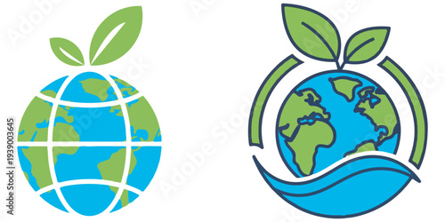 Earth with growing plants eco sustainability vector illustration flat design eps 10