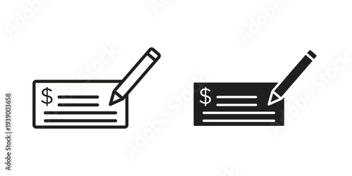 Money check icon - editable stroke vector illustration eps10.