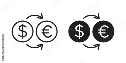 Money exchange icon - editable stroke vector illustration eps10.