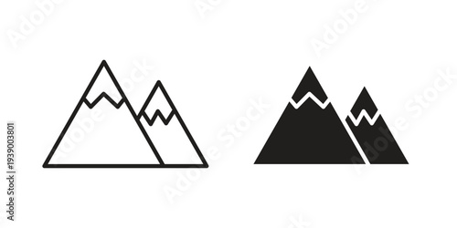 Mountains icon - editable stroke vector illustration eps10.