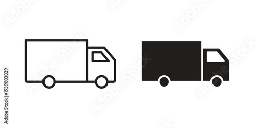 Moving truck icon - editable stroke vector illustration eps10.
