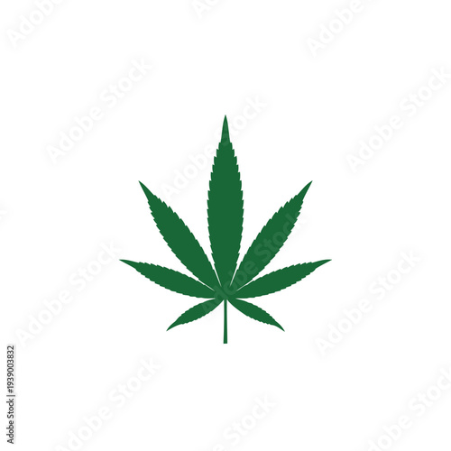 Silhouette of Pot Cannabis marijuana hemp leaf for CBD THC logo design.
