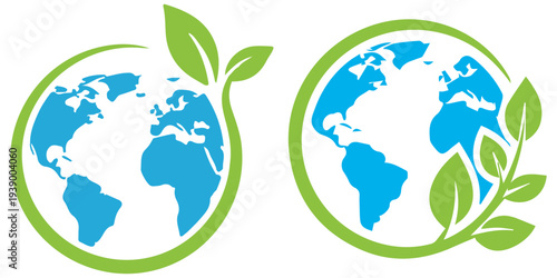Earth with growing plants eco sustainability vector illustration flat design eps 10