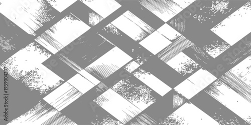 A vintage gray grunge wallpaper featuring an abstract geometric 3d cube pattern and architectural blueprint style elements for a professional business backdrop vector illustration