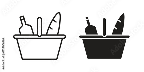 Picnic icon - editable stroke vector illustration eps10.