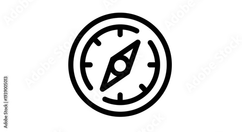 Simple Line Art Compass Icon, Navigation Tool, Direction Finder
