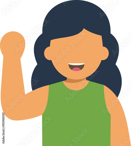 Woman character smiling and waving her hand welcoming