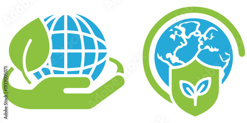 Earth with growing plants eco sustainability vector illustration flat design eps 10