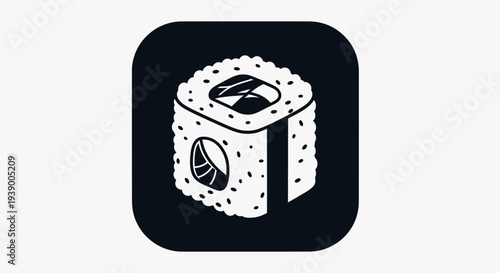 Sushi Roll Icon, Japanese Food Vector Graphic, Asian Cuisine Symbol