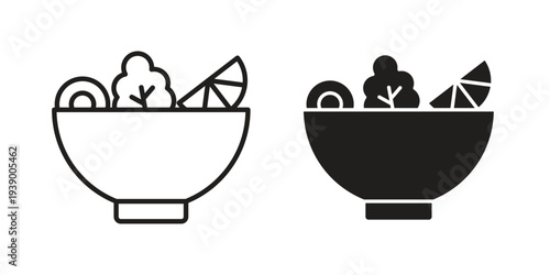 Salad icon - editable stroke vector illustration eps10.
