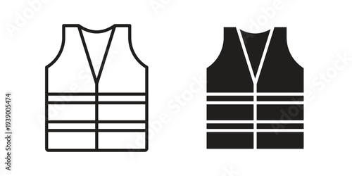 Safety vest icon - editable stroke vector illustration eps10.