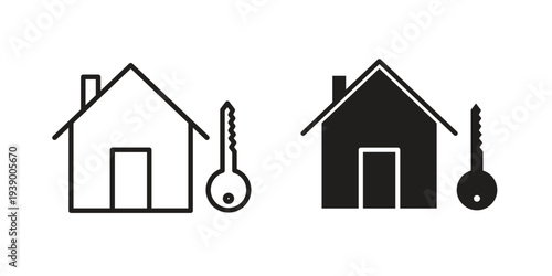 Selling or rent home icon - editable stroke vector illustration eps10.