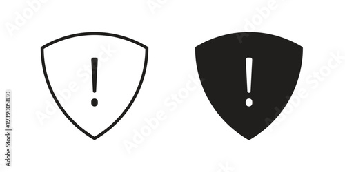 Shield exclamation icon - editable stroke vector illustration eps10.