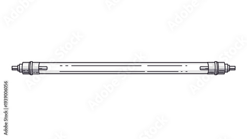 Long white fluorescent tube light bulb lamp with metal pins at each end shown horizontally on white background for illumination.